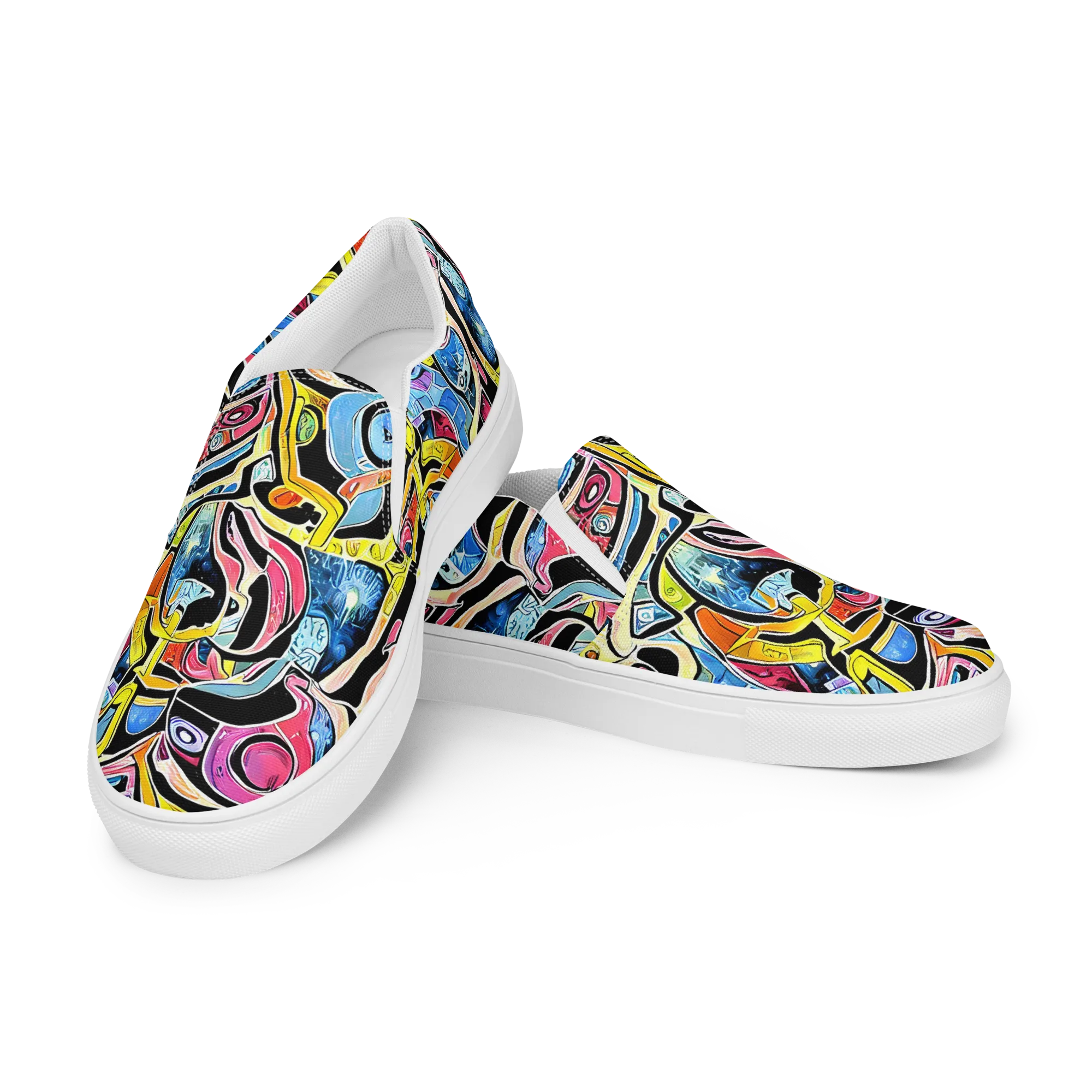 Blacklight Carnival on Women's Slip-On Canvas Shoes — Left Front