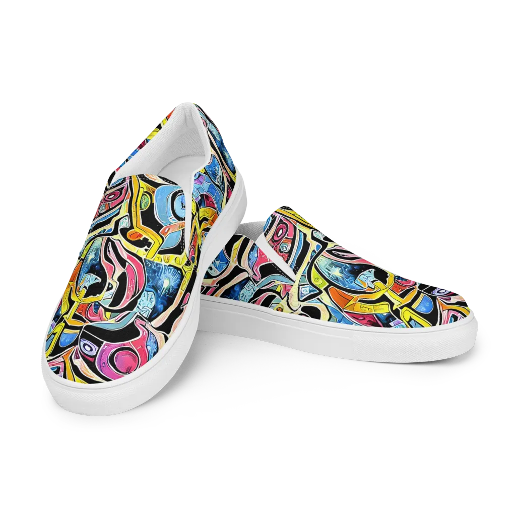 Blacklight Carnival on Women's Slip-On Canvas Shoes — Left Front