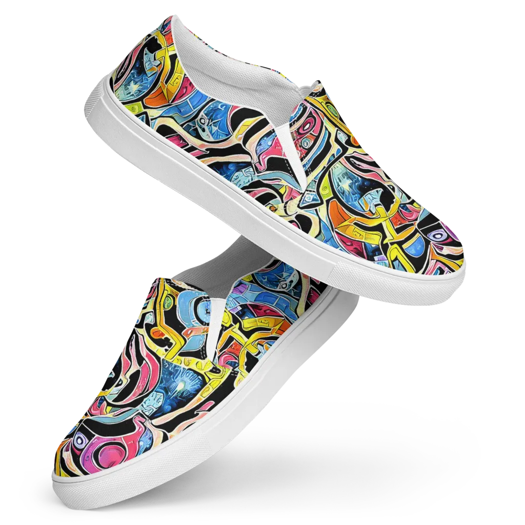 Blacklight Carnival on Women's Slip-On Canvas Shoes — Front