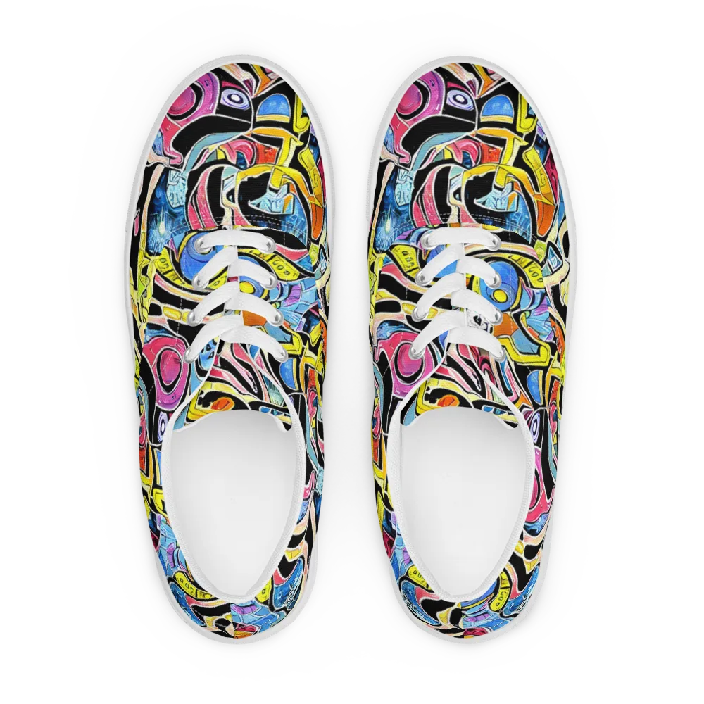 Blacklight Carnival on Men's Lace-Up Canvas Shoes — Front