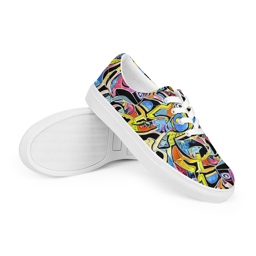 Blacklight Carnival on Men's Lace-Up Canvas Shoes — Right Front