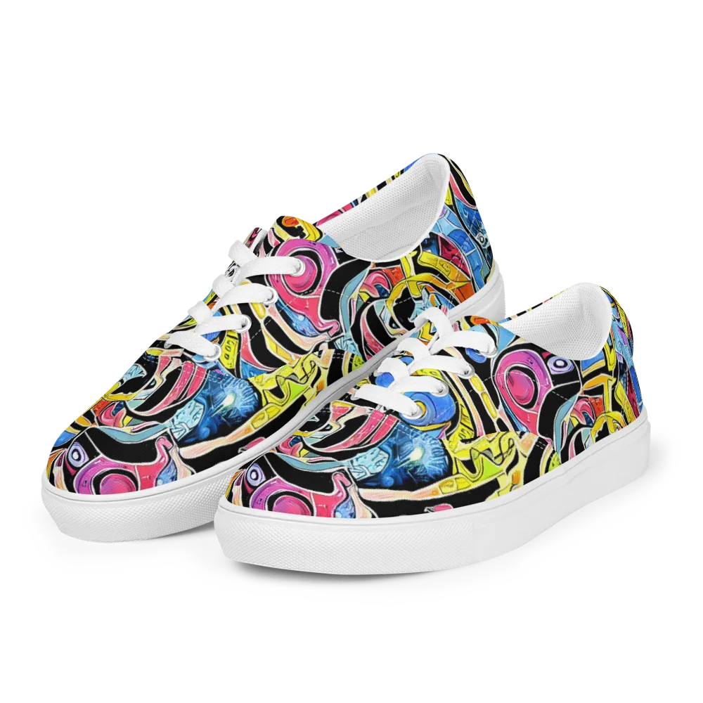 Blacklight Carnival on Men's Lace-Up Canvas Shoes — Left Front