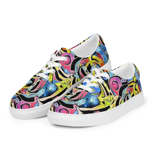 Blacklight Carnival on a Men's Lace-Up Canvas Shoes