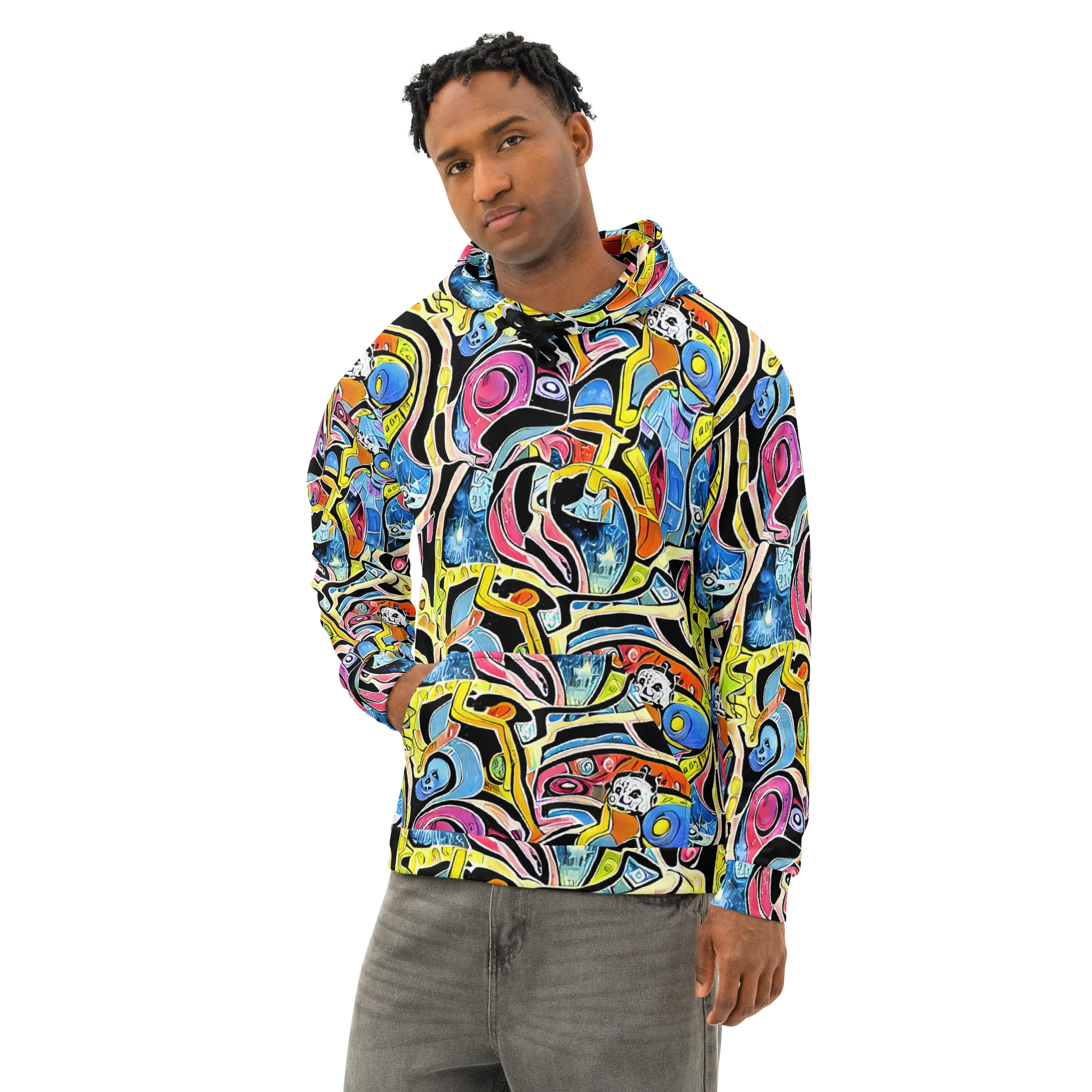 Blacklight Carnival on Cotton Hoodie — Left Front