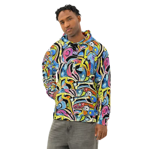 Blacklight Carnival on a Cotton Hoodie