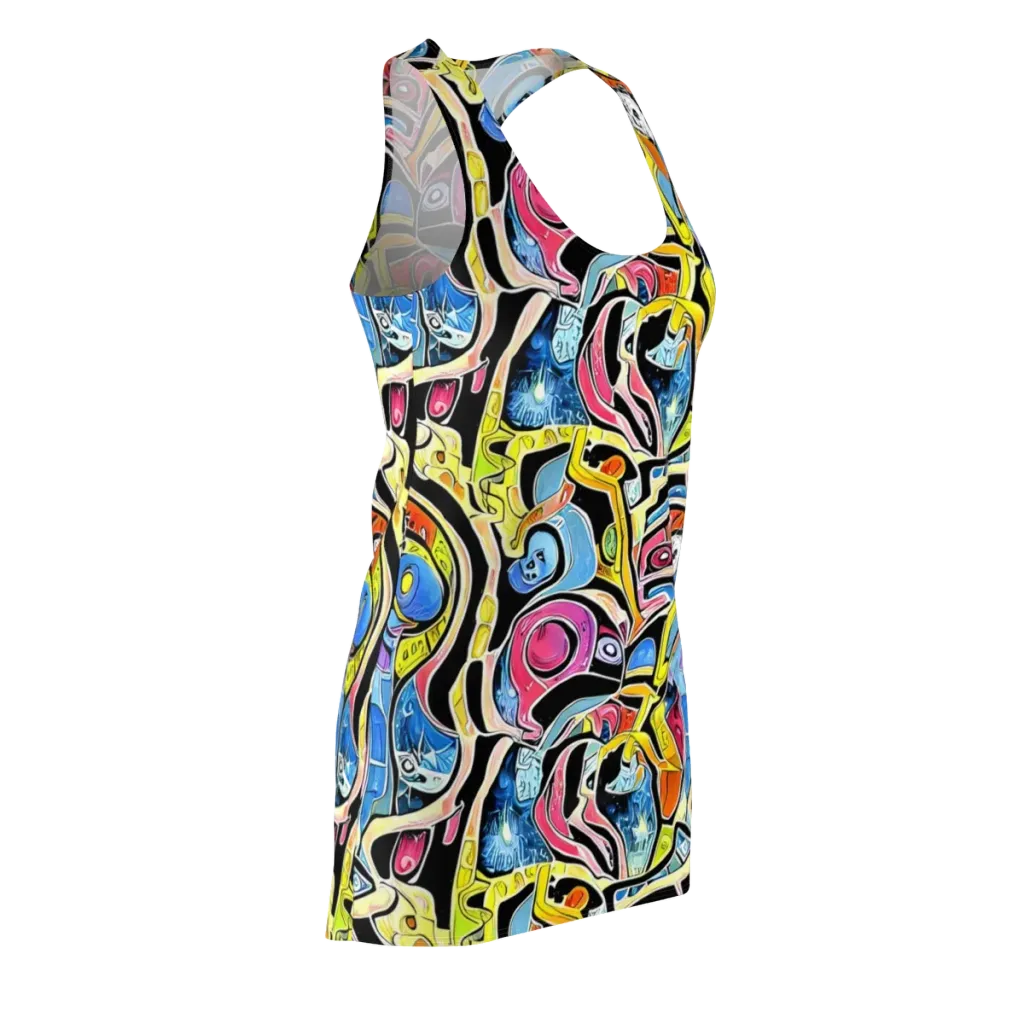Blacklight Carnival on Racerback Dress — Front Side