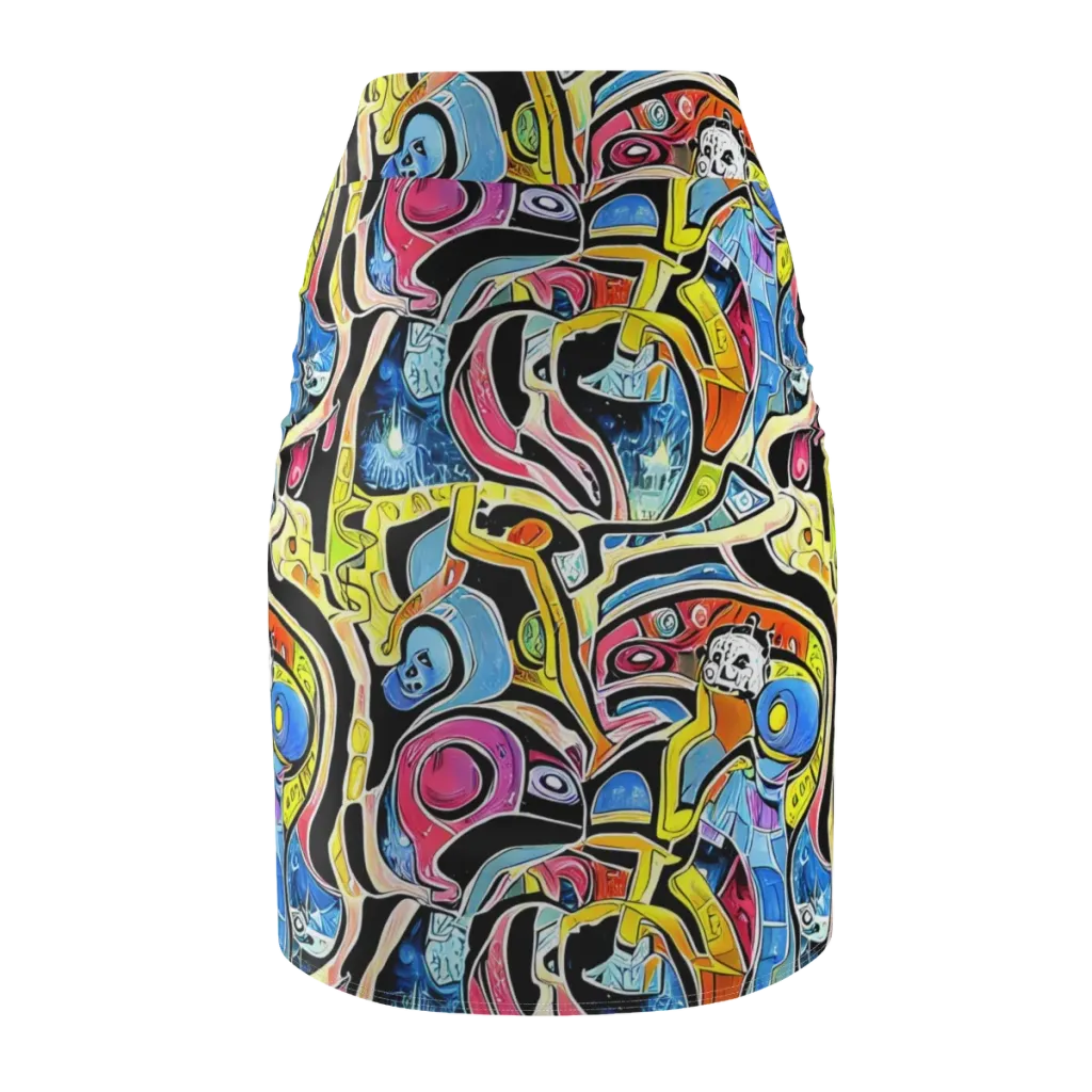 Blacklight Carnival on Pencil Skirt — Back