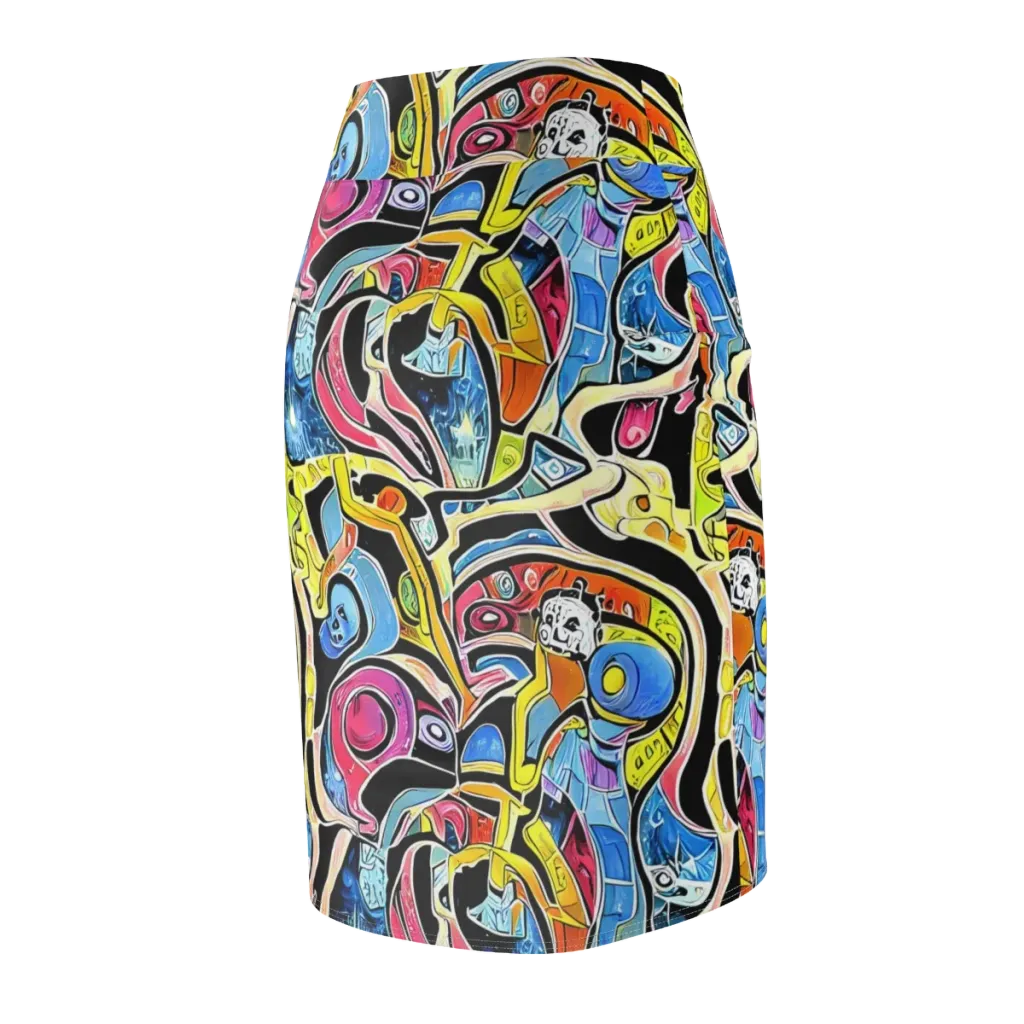 Blacklight Carnival on Pencil Skirt — Back Side