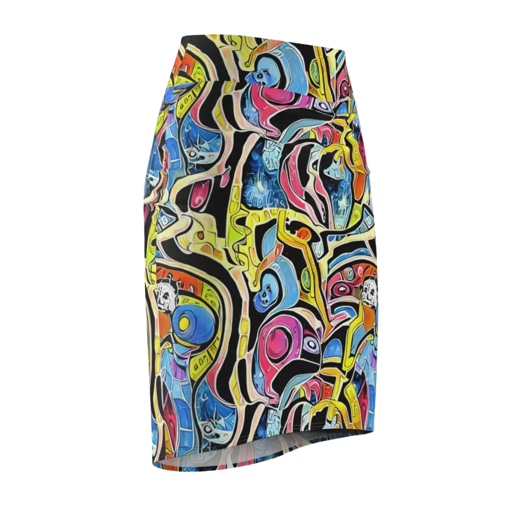 Blacklight Carnival on Pencil Skirt — Front Side
