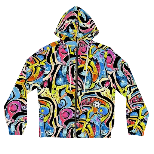 Blacklight Carnival on a Women's Full-Zip Hoodie