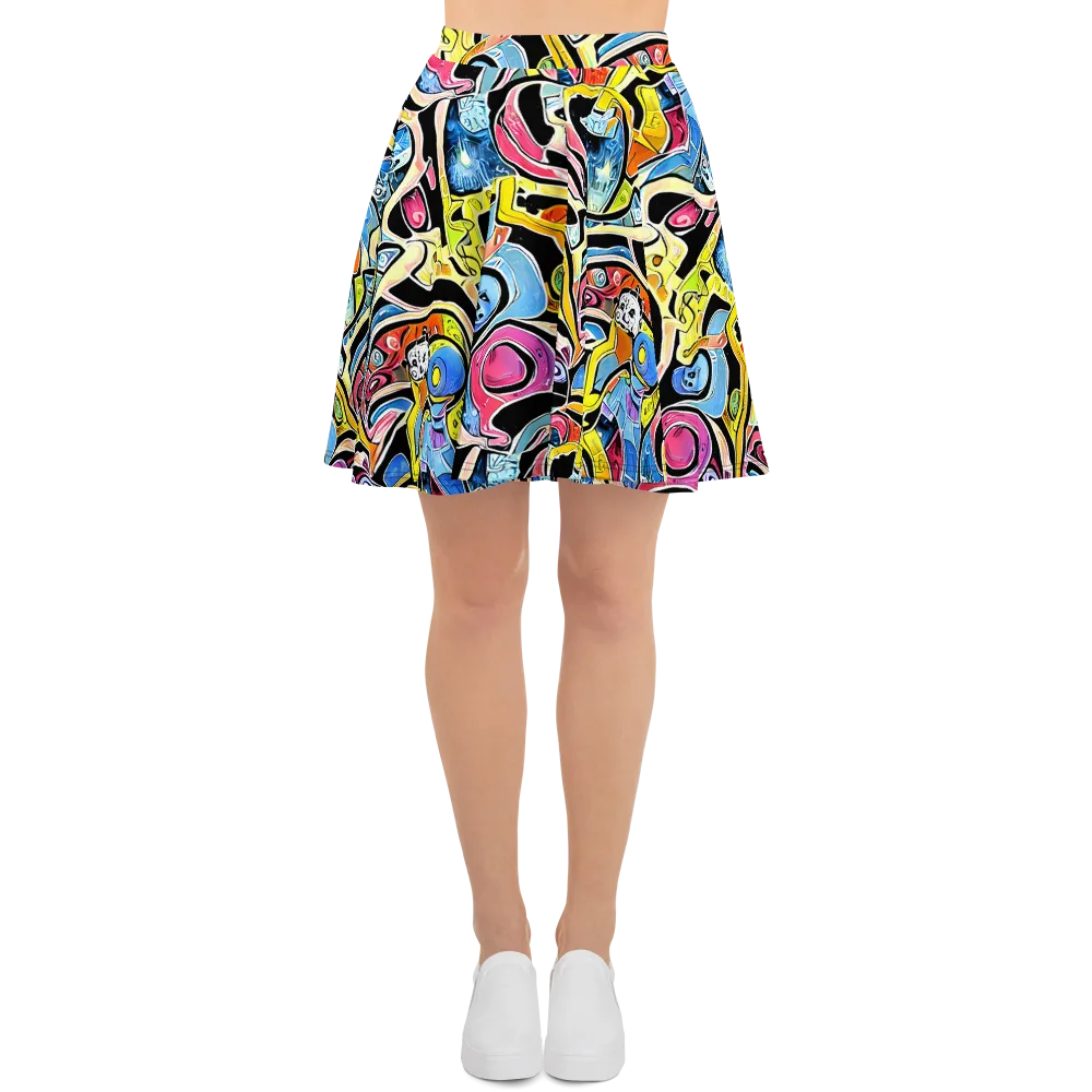 Blacklight Carnival on Skater Skirt — Front