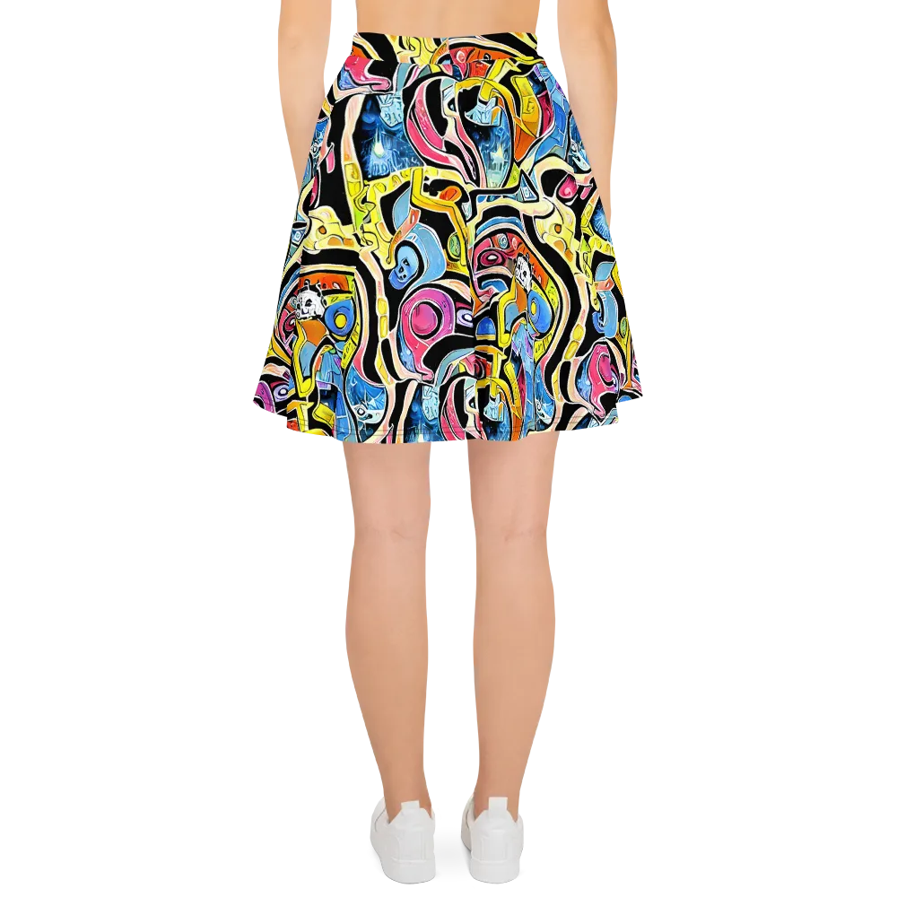 Blacklight Carnival on Skater Skirt — Back