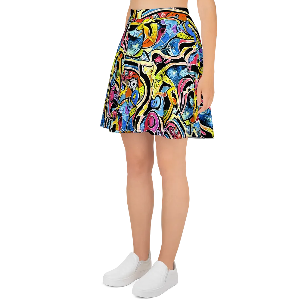 Blacklight Carnival on Skater Skirt — Left