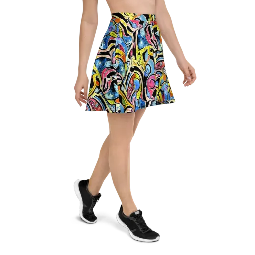 Blacklight Carnival on a Skater Skirt