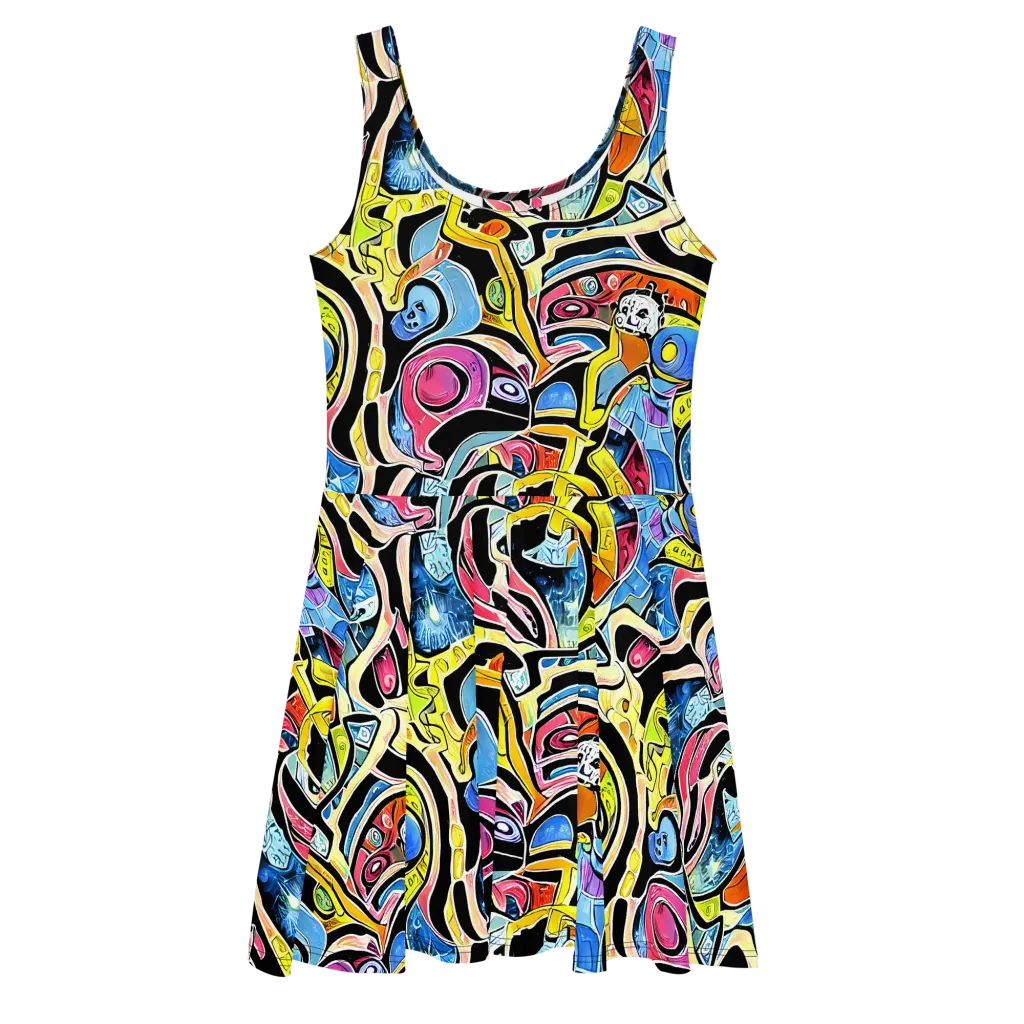 Blacklight Carnival on Skater Dress — Front