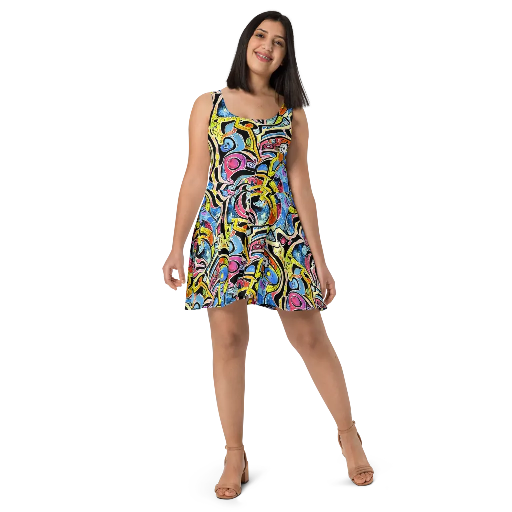 Blacklight Carnival on Skater Dress — Front
