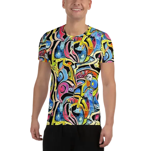 Blacklight Carnival on a Men's Athletic T-Shirt