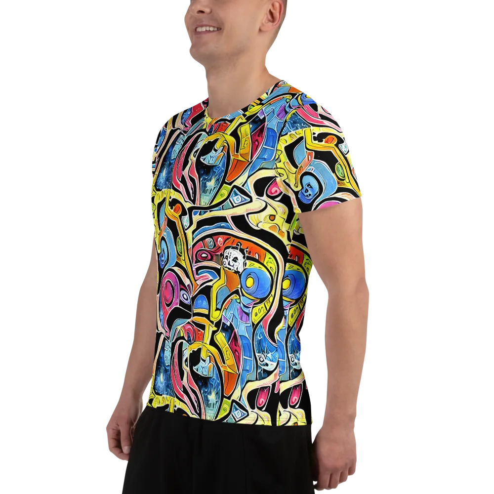 Blacklight Carnival on Men's Athletic T-Shirt — Left
