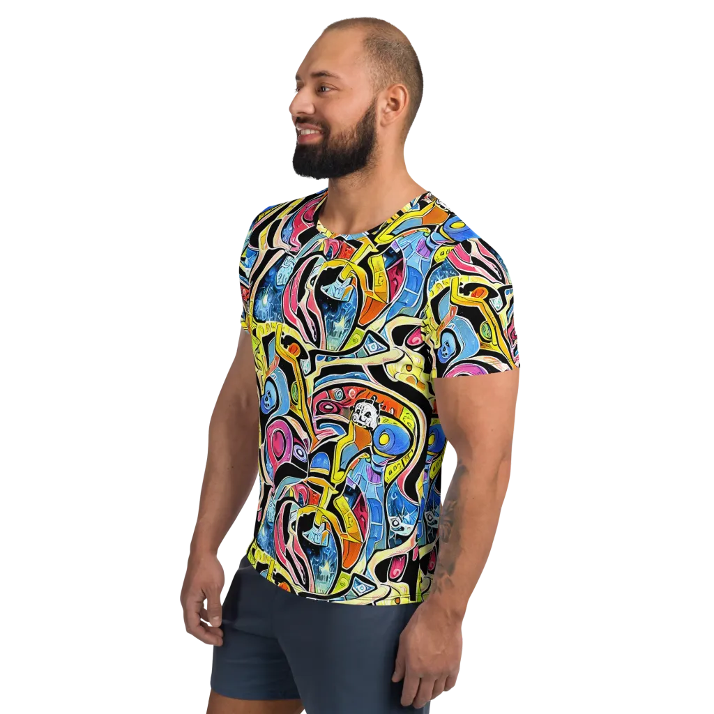 Blacklight Carnival on Men's Athletic T-Shirt — Left