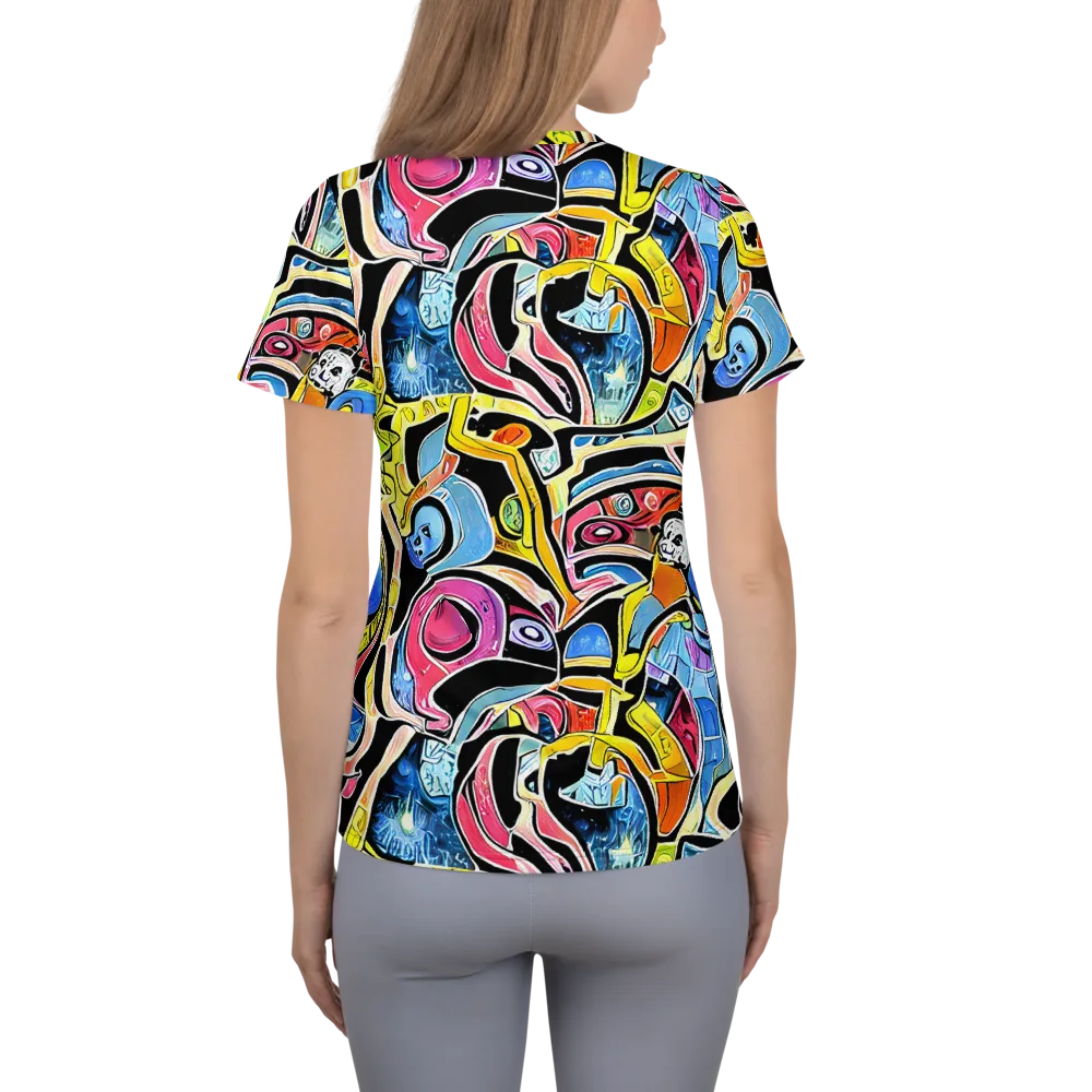 Blacklight Carnival on Women's Athletic T-Shirt — Back