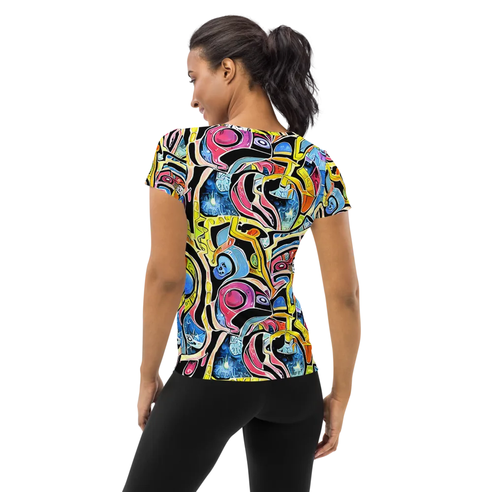 Blacklight Carnival on Women's Athletic T-Shirt — Back