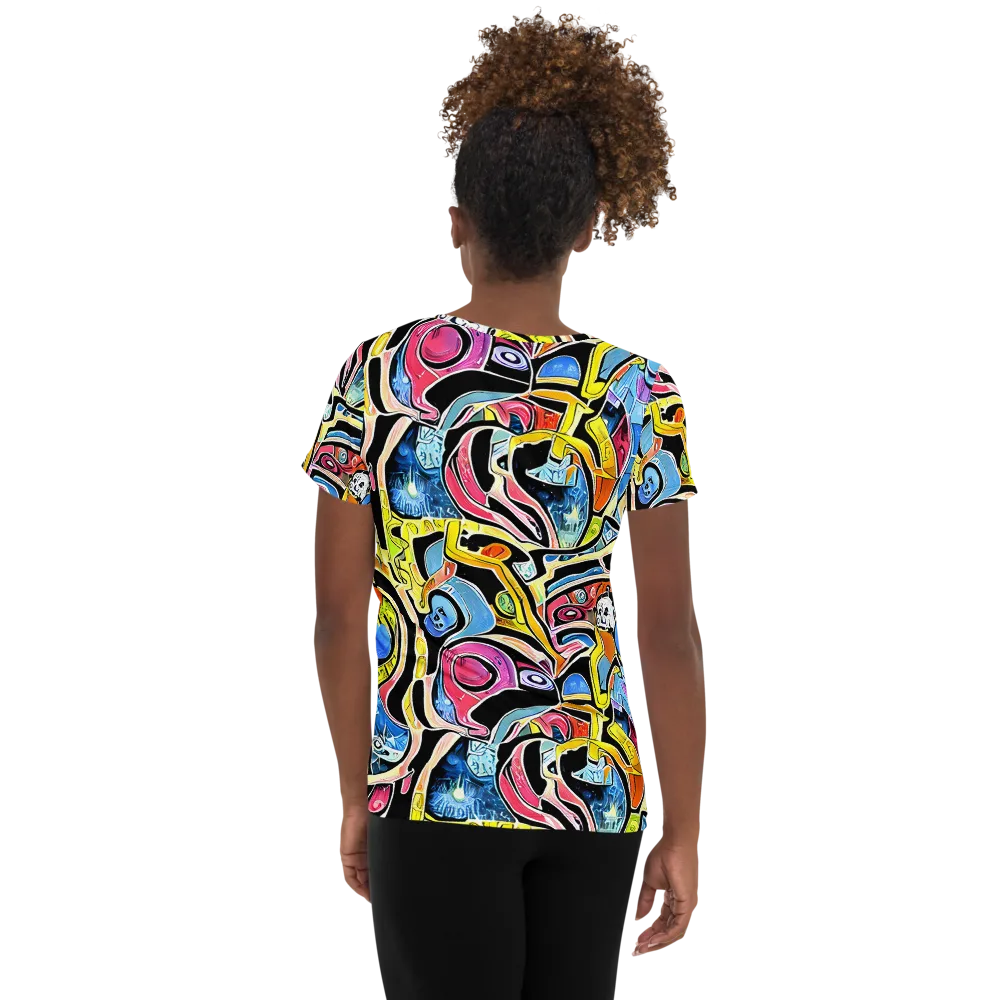 Blacklight Carnival on Women's Athletic T-Shirt — Back