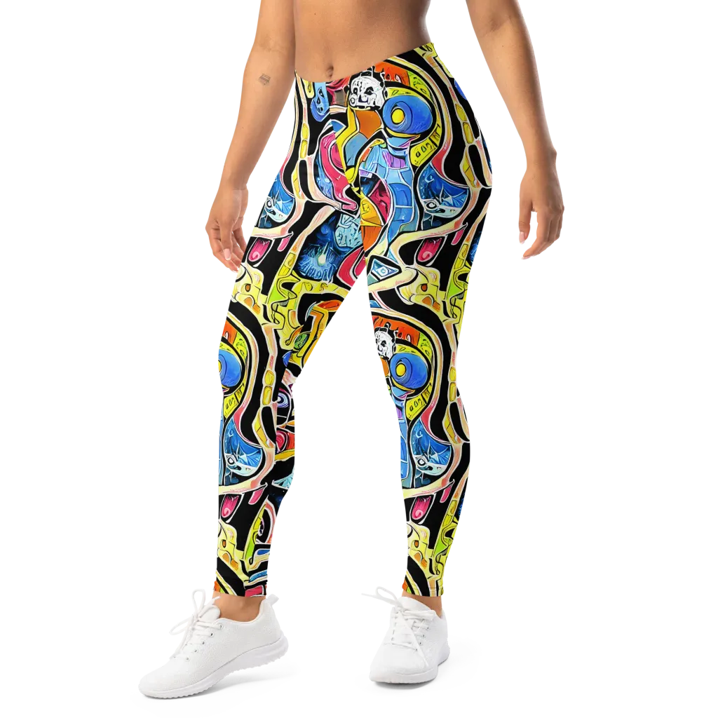 Blacklight Carnival on Leggings — Left Front