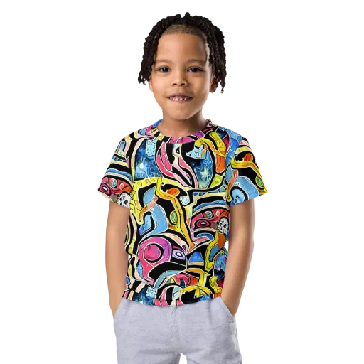 Blacklight Carnival on a Kids Crew Neck T-Shirt