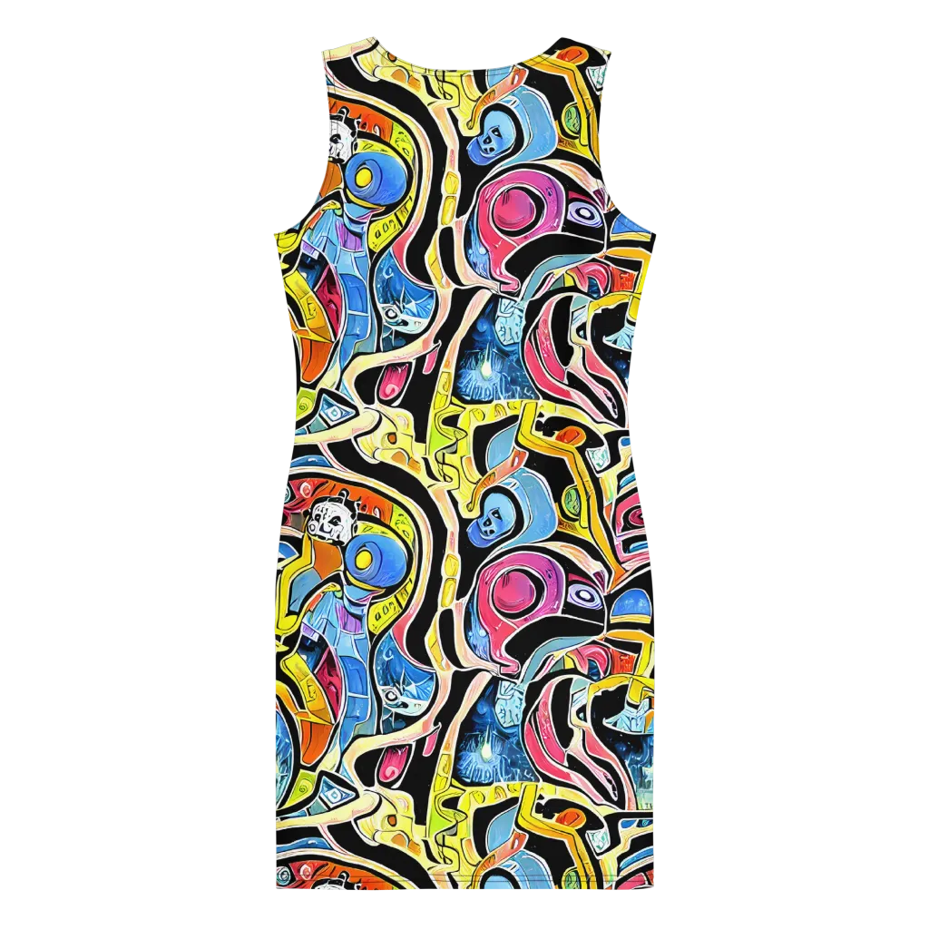Blacklight Carnival on Bodycon Dress — Back