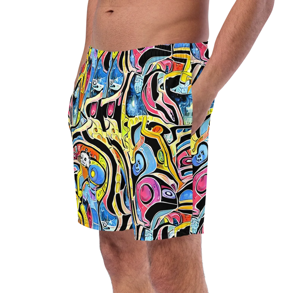 Blacklight Carnival on Swim Trunks — Left Front