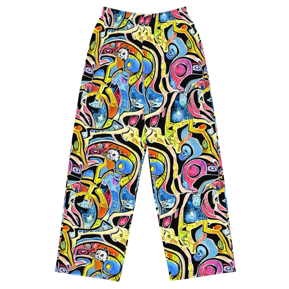 Blacklight Carnival on Wide-Leg Pants — Front