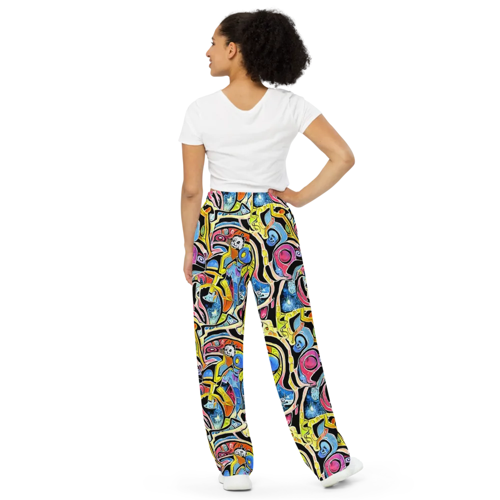 Blacklight Carnival on Wide-Leg Pants — Back