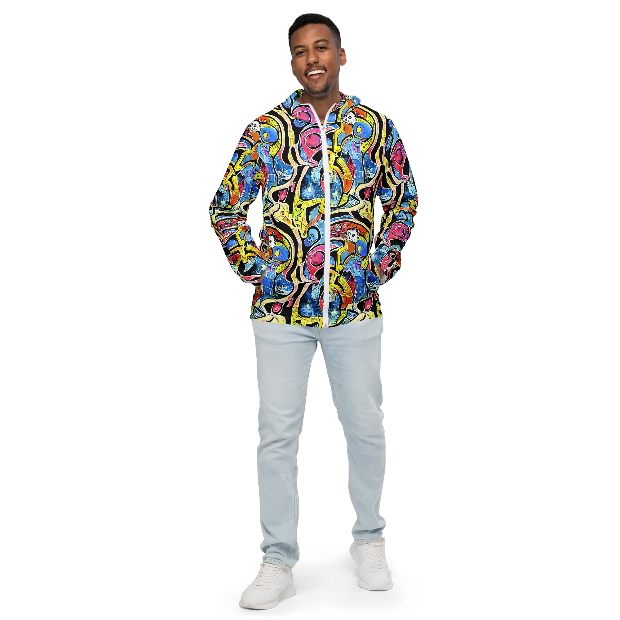 Blacklight Carnival on Men's Windbreaker — Front