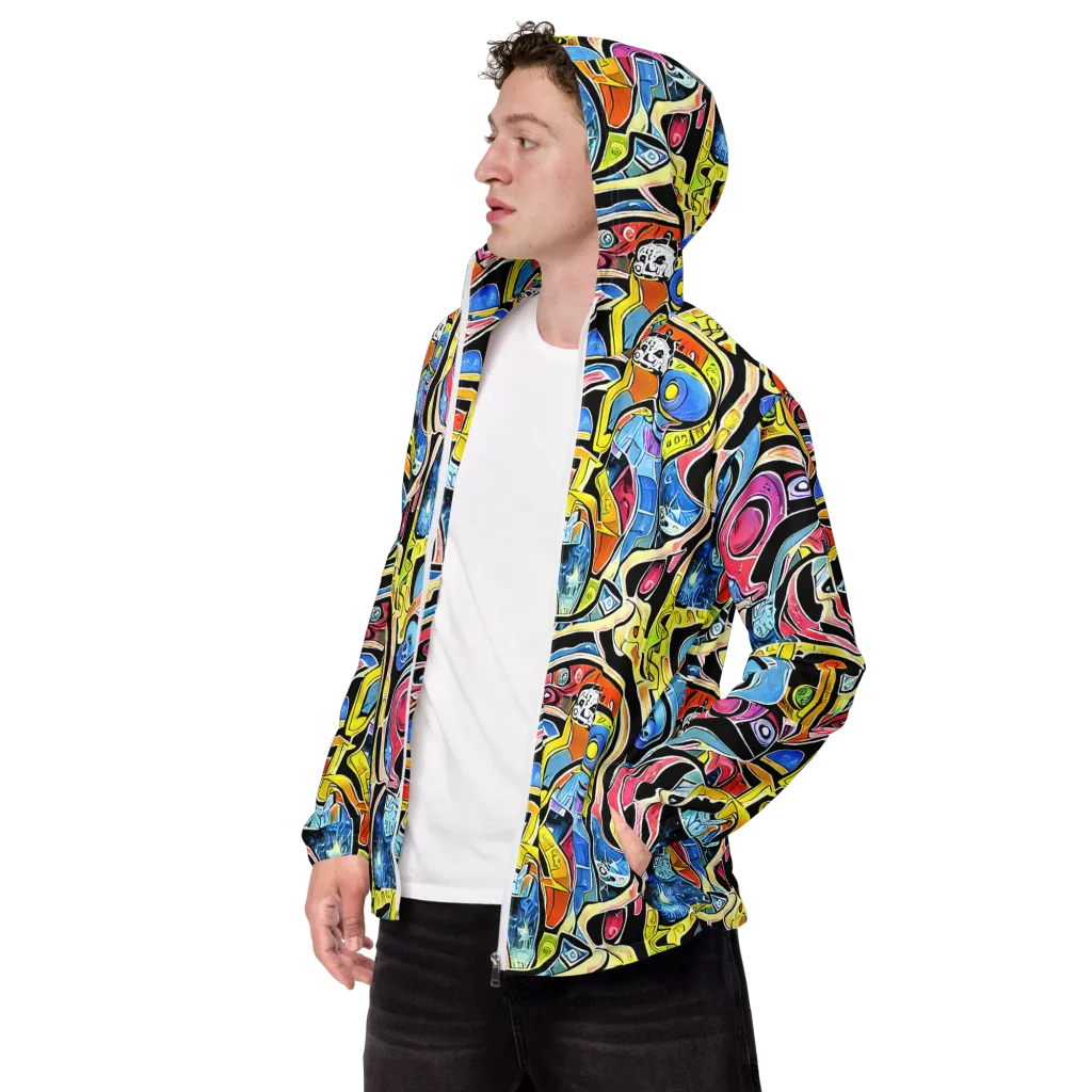 Blacklight Carnival on Men's Windbreaker — Left Front