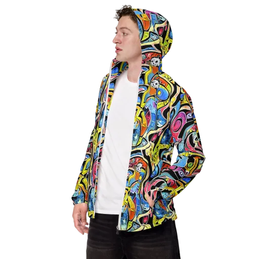 Blacklight Carnival on a Men's Windbreaker