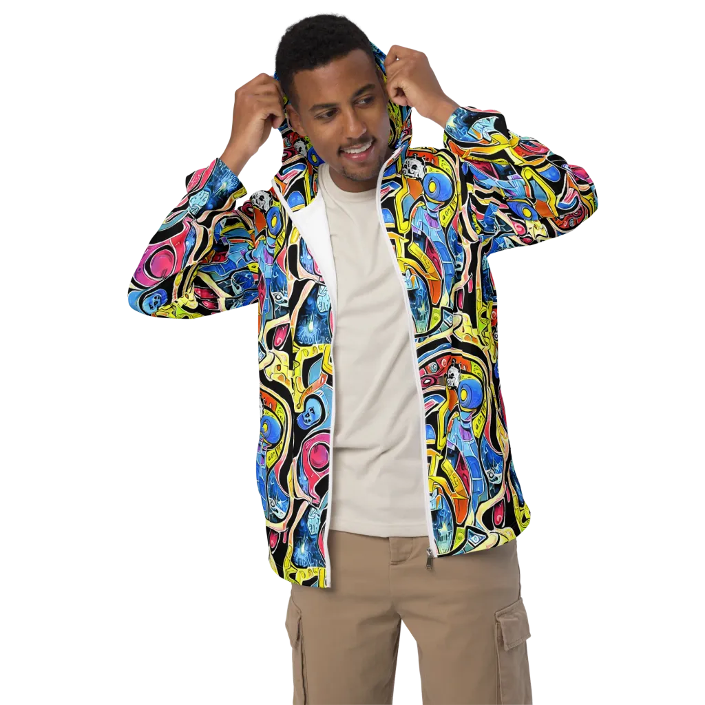 Blacklight Carnival on Men's Windbreaker — Front