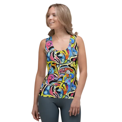 Blacklight Carnival on a Women's Tank Top
