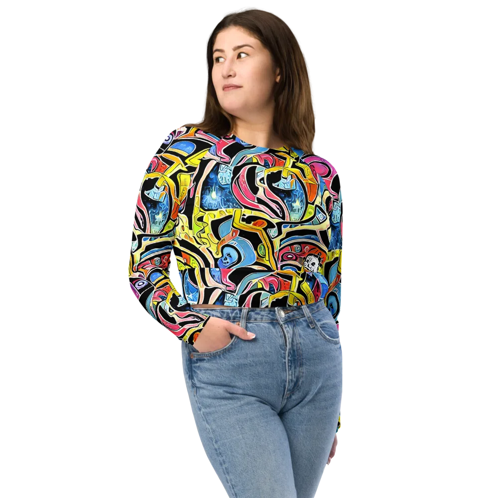 Blacklight Carnival on Long Sleeve Crop Top — Front