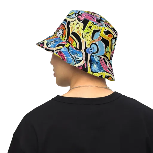 Blacklight Carnival on a Reversible Bucket Hat