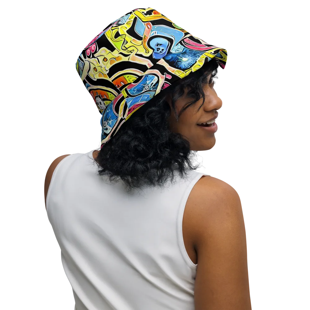 Blacklight Carnival on Reversible Bucket Hat — Right Outside