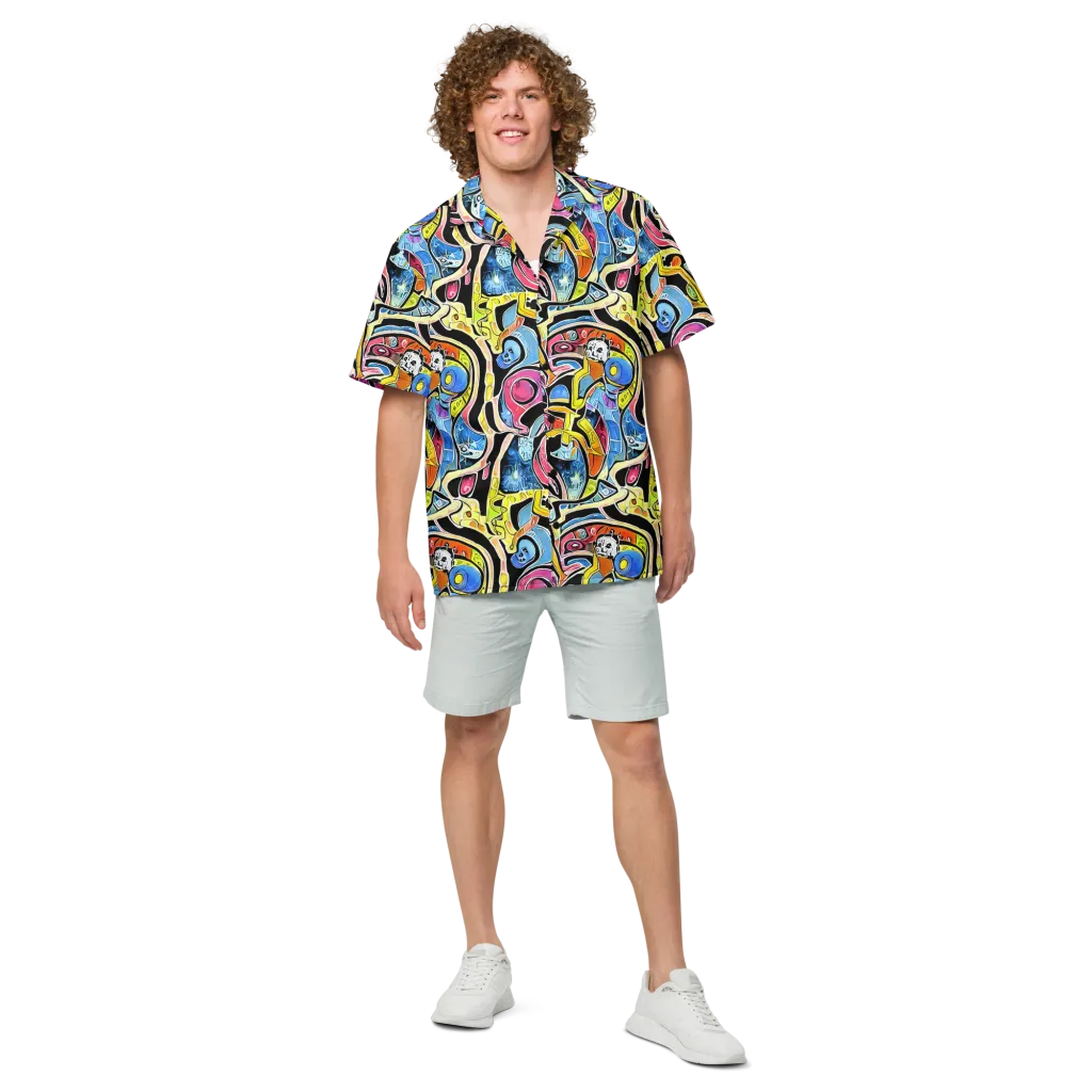 Blacklight Carnival on Button Shirt — Front