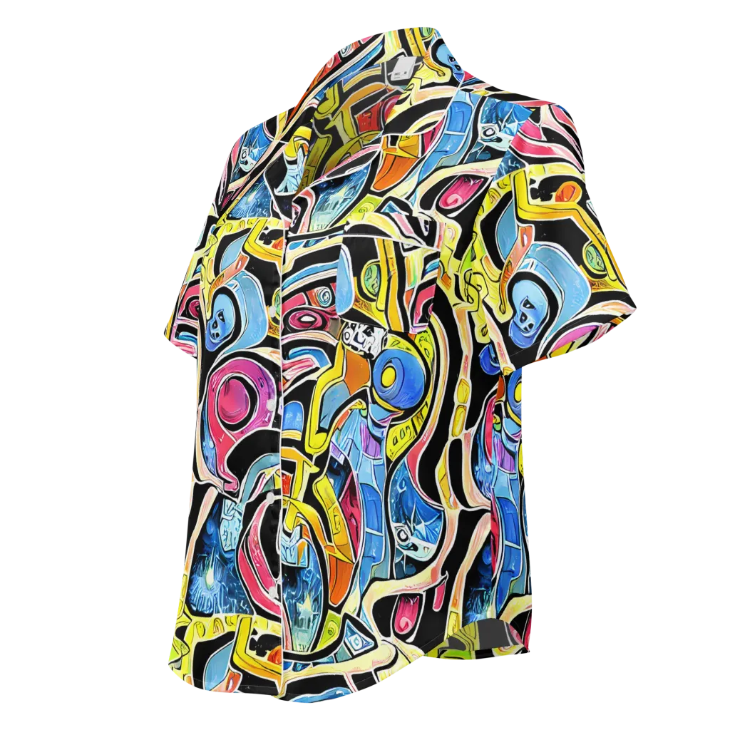 Blacklight Carnival on Women's Short Sleeve Pajama Top — Left Front