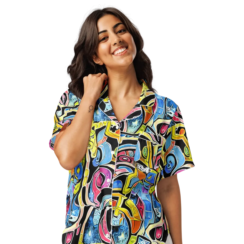 Blacklight Carnival on Women's Short Sleeve Pajama Top — Front