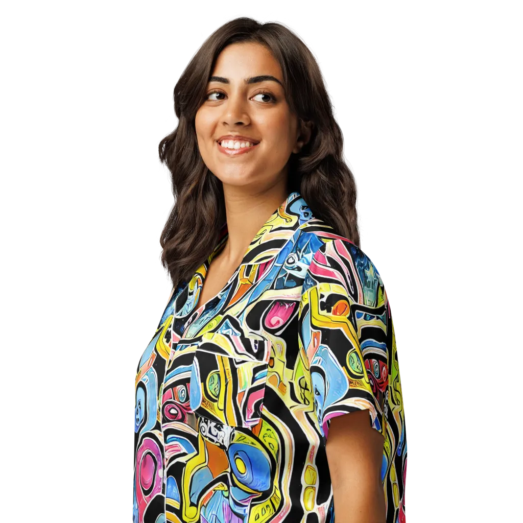 Blacklight Carnival on Women's Short Sleeve Pajama Top — Left Front