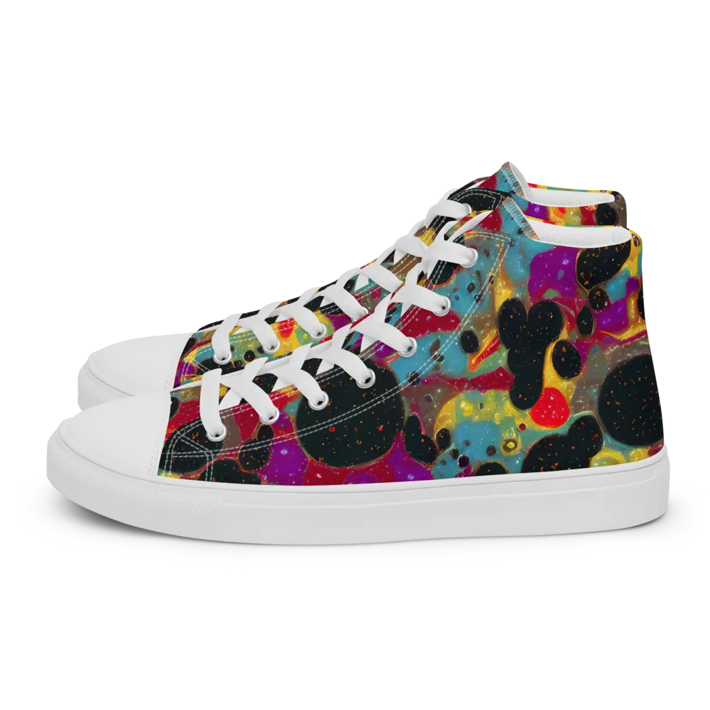 Black Hole Bonbons on Men's High Top Canvas Shoes — Left