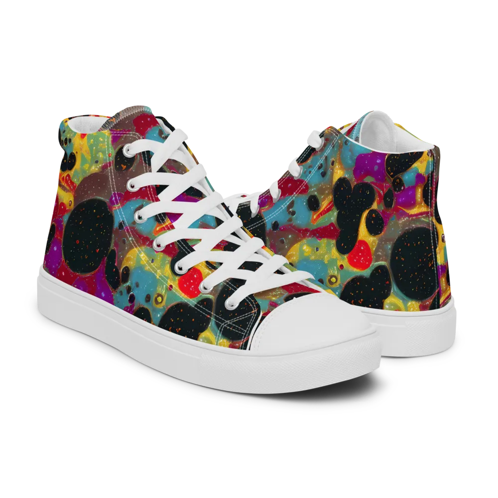 Black Hole Bonbons on Men's High Top Canvas Shoes — Right