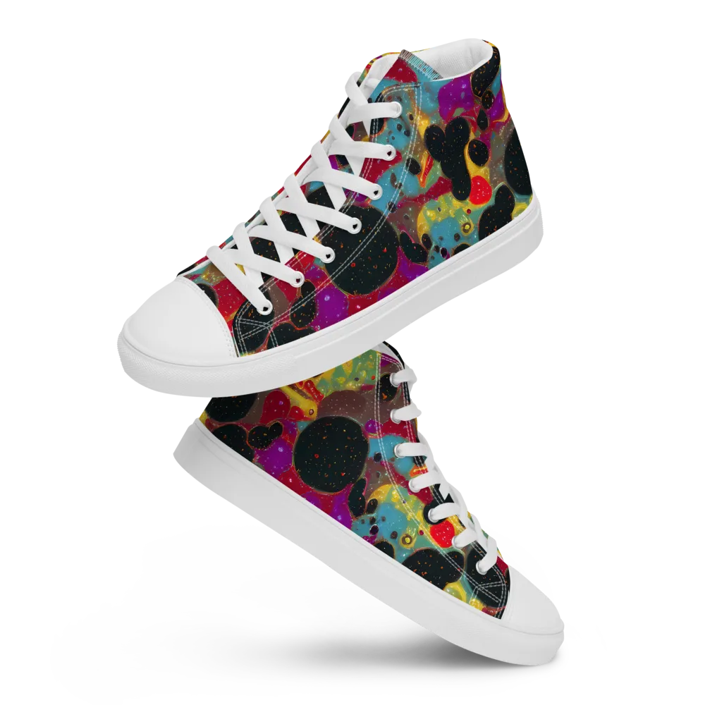 Black Hole Bonbons on Men's High Top Canvas Shoes — Front