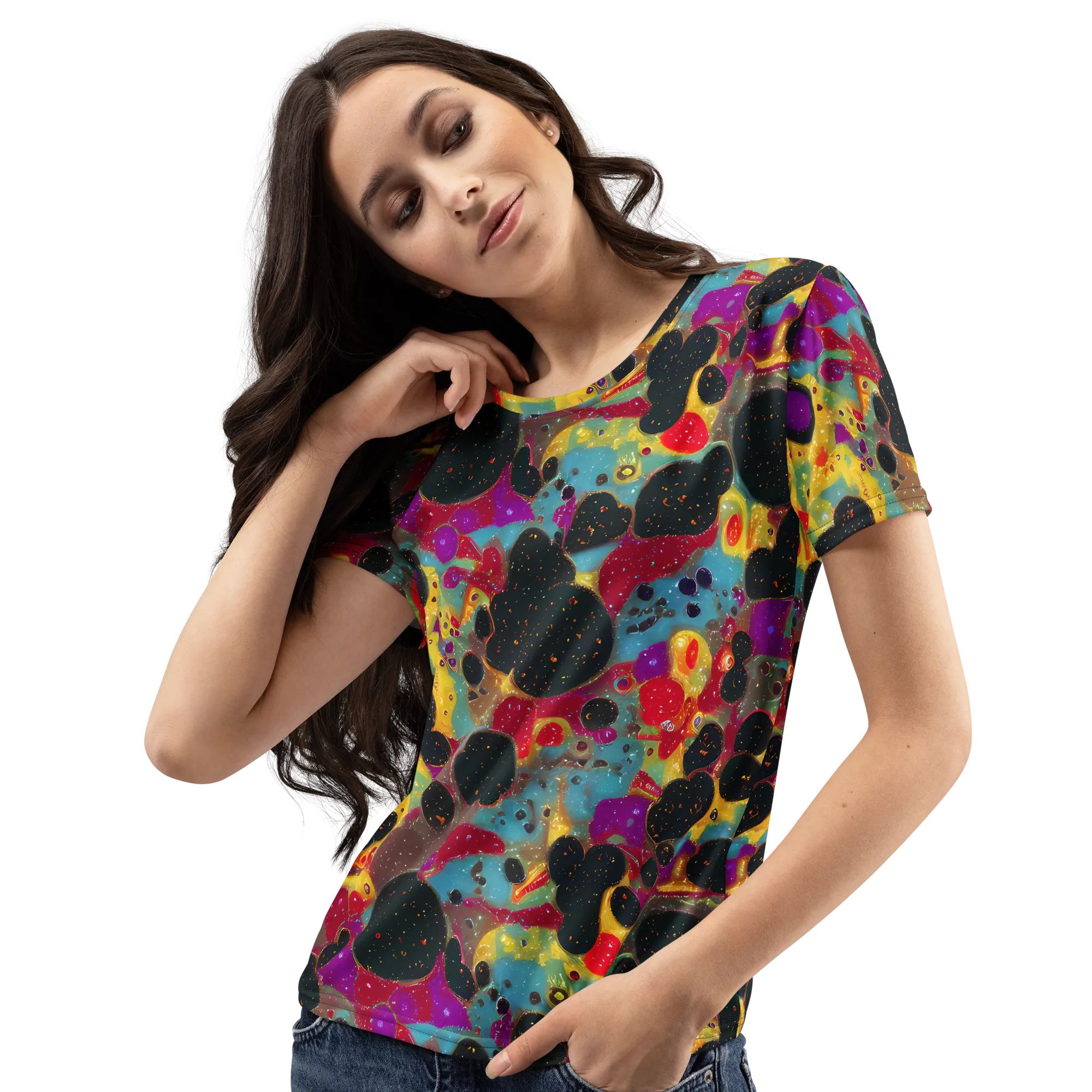 Black Hole Bonbons on Women's Crew Neck T-Shirt — Left Front