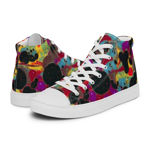 Black Hole Bonbons on a Women's High Top Canvas Shoes