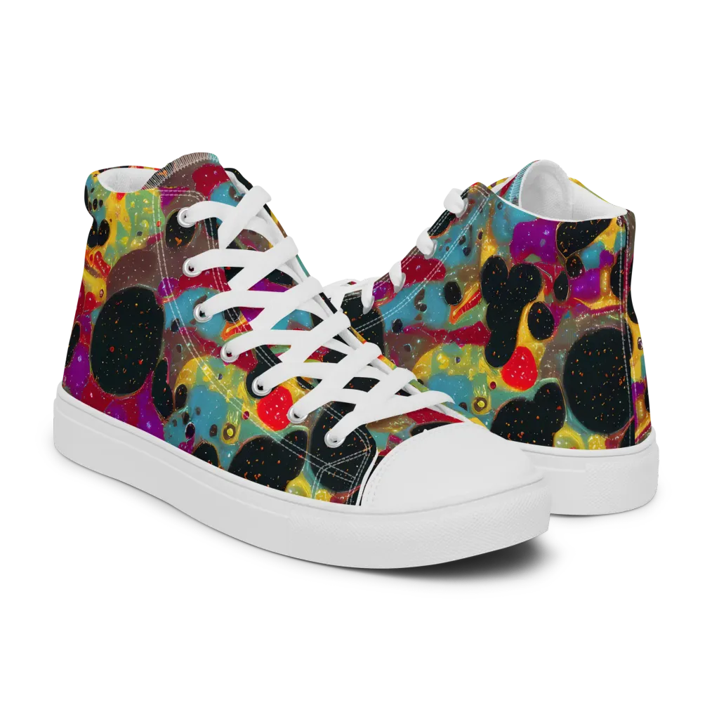 Black Hole Bonbons on Women's High Top Canvas Shoes — Right